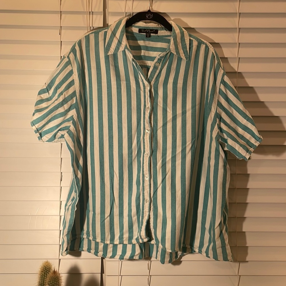 White and Blue Stripes Shirt